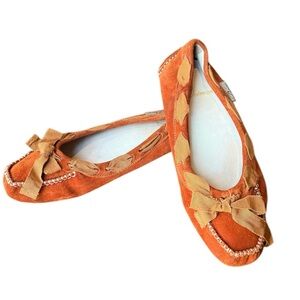 Delman Brown Suede Leather Driving Flats w/ Bow Size 7 MSRP $245